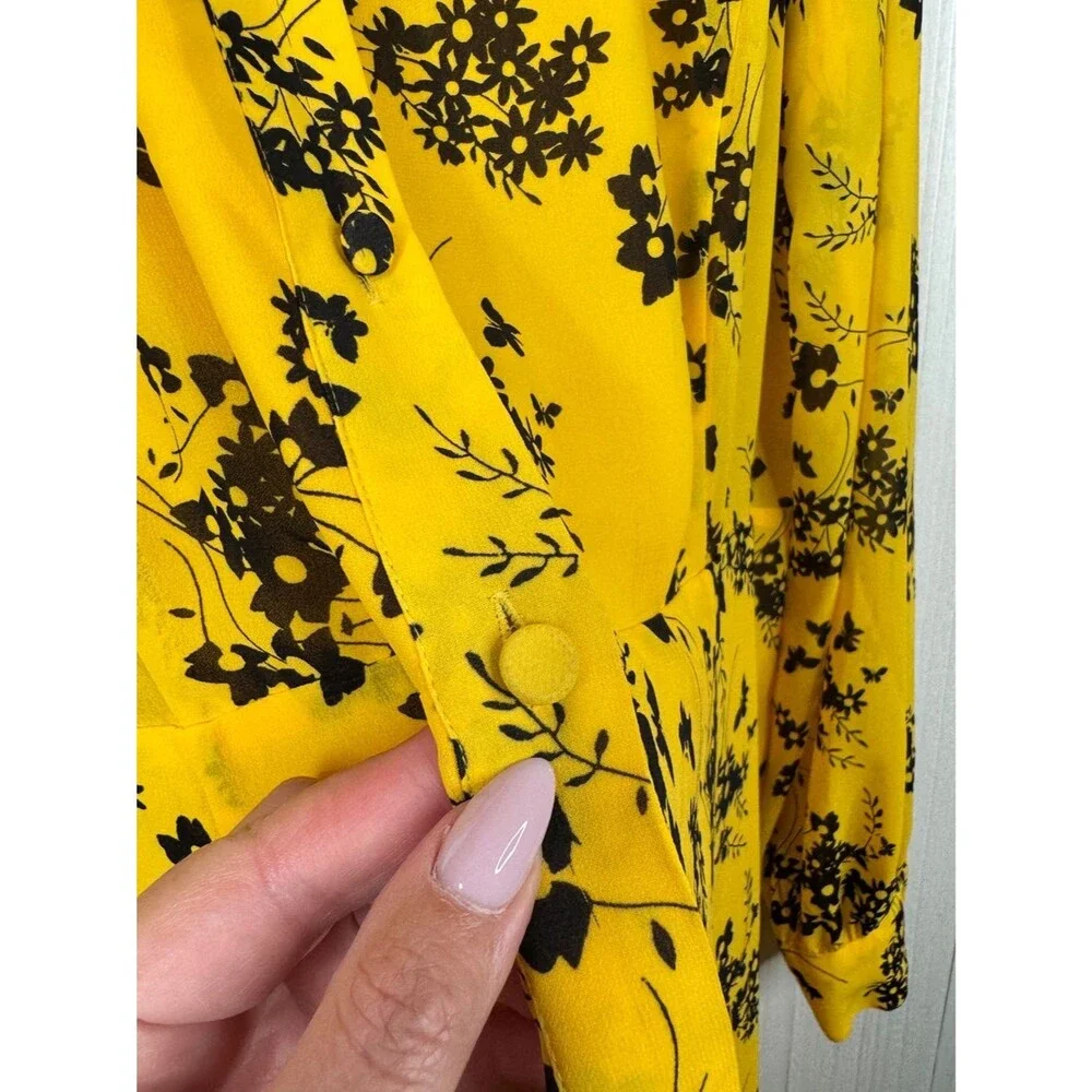 MICHAEL Michael Kors Yellow Floral Button-Front Dress Size XL